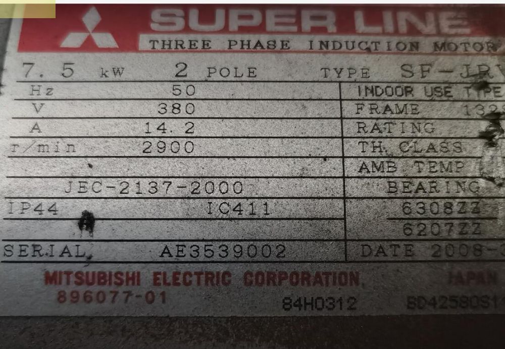 三菱（líng）電機型號SF-JRV-7.5KW-2P-380V/50H...