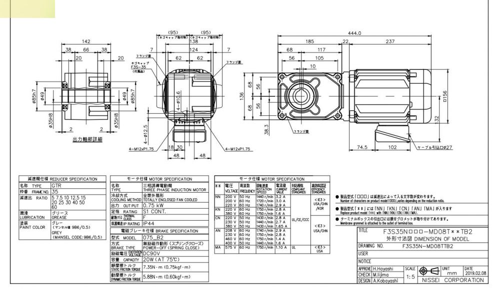 日精減速機F3S35N15-MD08TANTB2電壓208V...