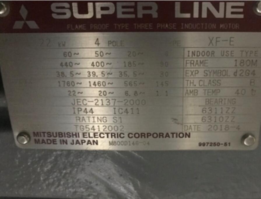 三菱防爆電機型號XF-E-22KW-4P-400V/50HZ...