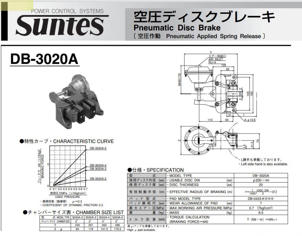 日本三陽商事（shì）株式會社氣動製動器型號：DB-3020A-158