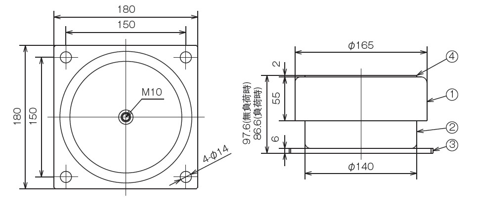 倉（cāng）敷化工 KURASHIKI_除震腳座 Compo Mount 平（píng）麵尺寸圖 KSC-400B ~ KSC-1000B